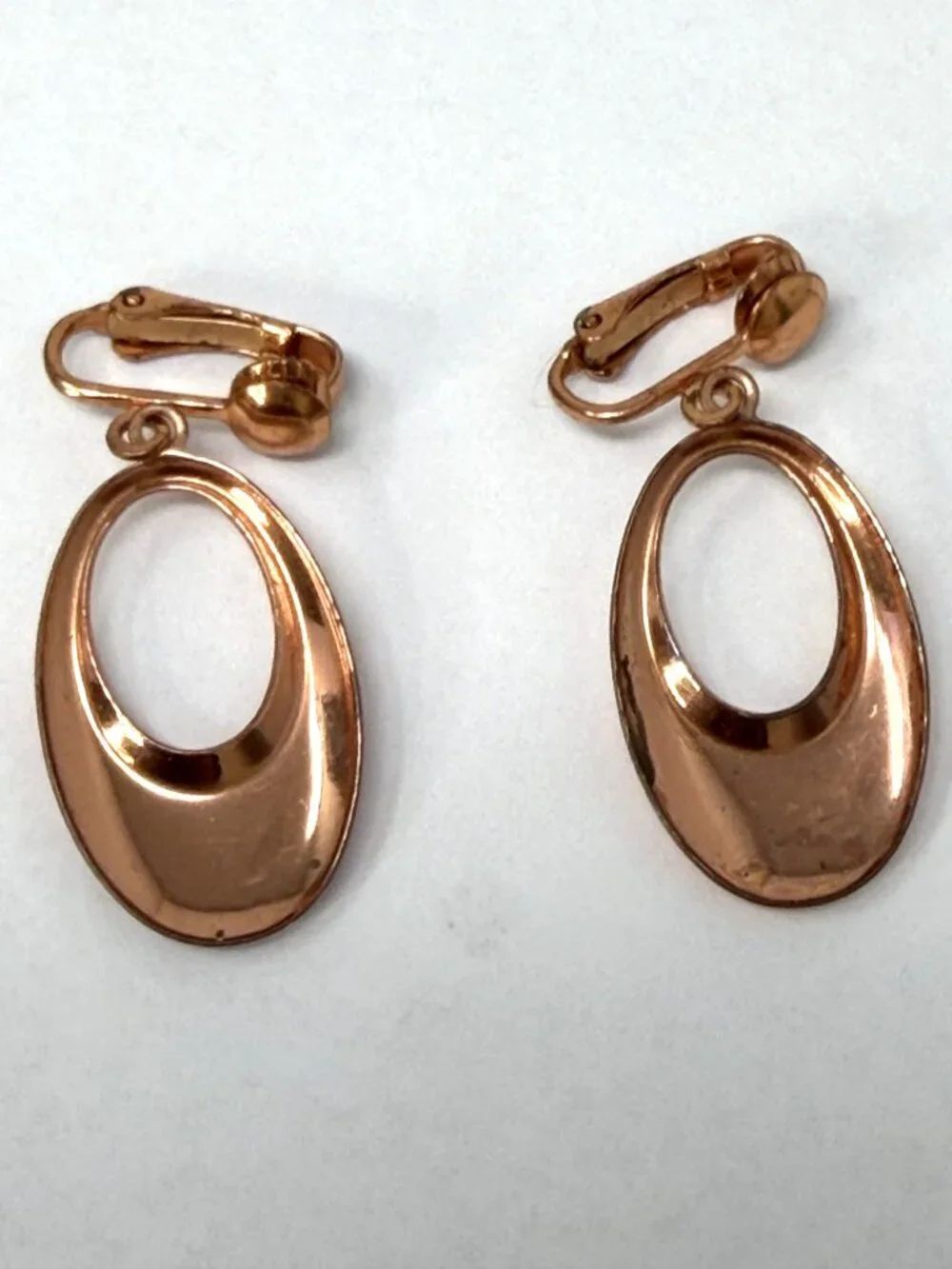 Vintage Copper Earrings 1.5” Door Knocker Clip-on Statement 3.9 grams